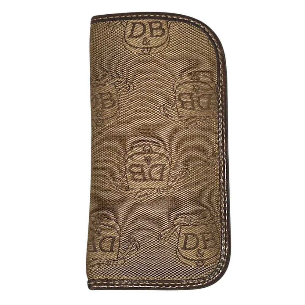 Dooney & Bourke Tan Signature DB Logo Canvas Eyeglass Case Holder VTG